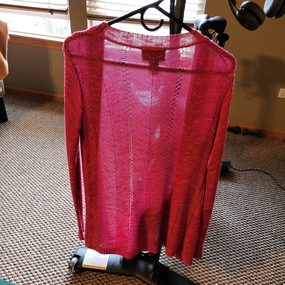 Pink Open Knit Cardigan